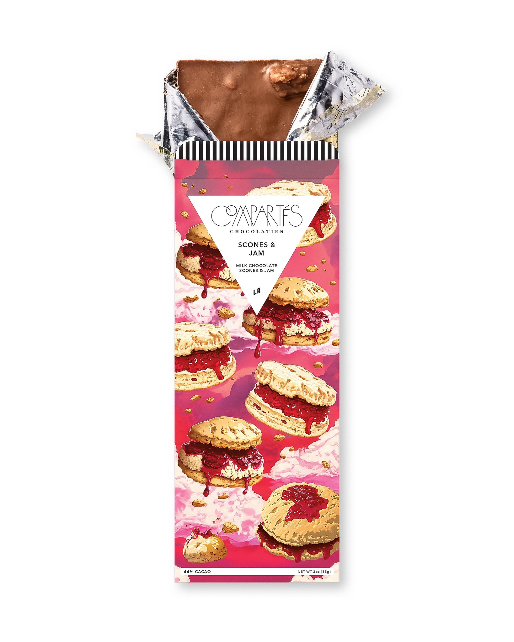 Compartes best scones and jam chocolate bar, milk chocolate in a pink scone and jam wrapper, chocolate gift