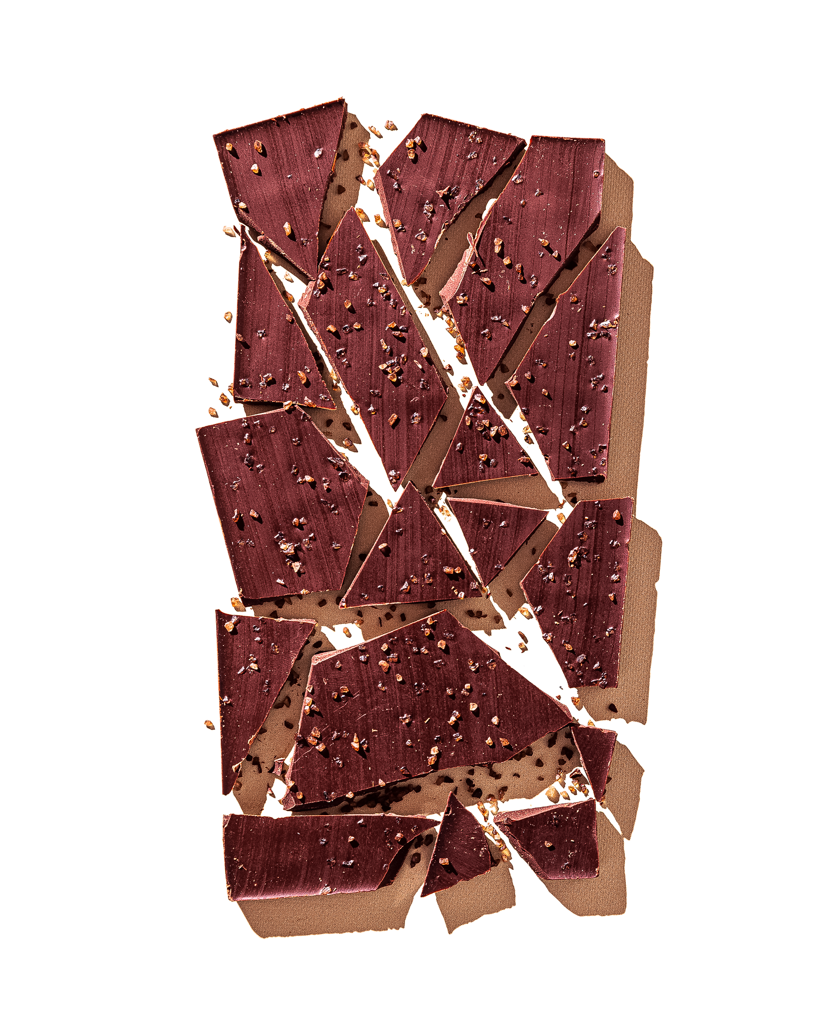 Compartes luxury smoked sea salt dark chocolate bar, deep red finish with cacao nibs, chocolate gift