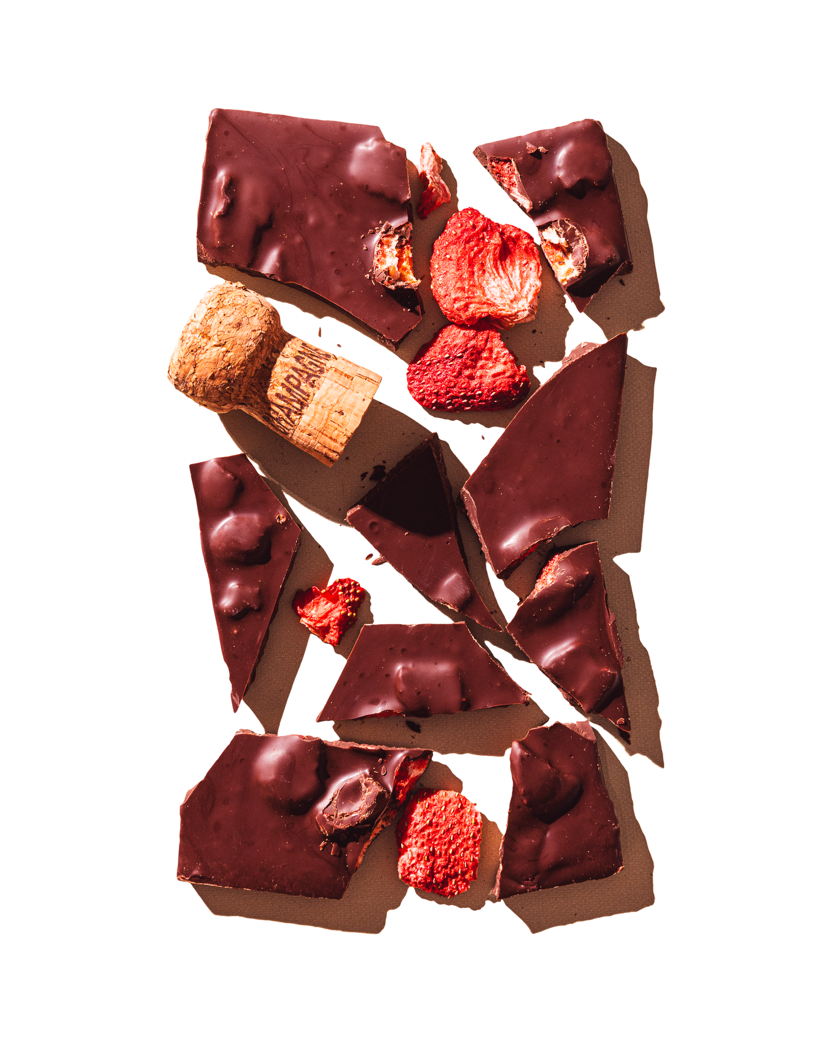 Compartes luxury chocolate gift, dark chocolate strawberry champagne bar with dried strawberries