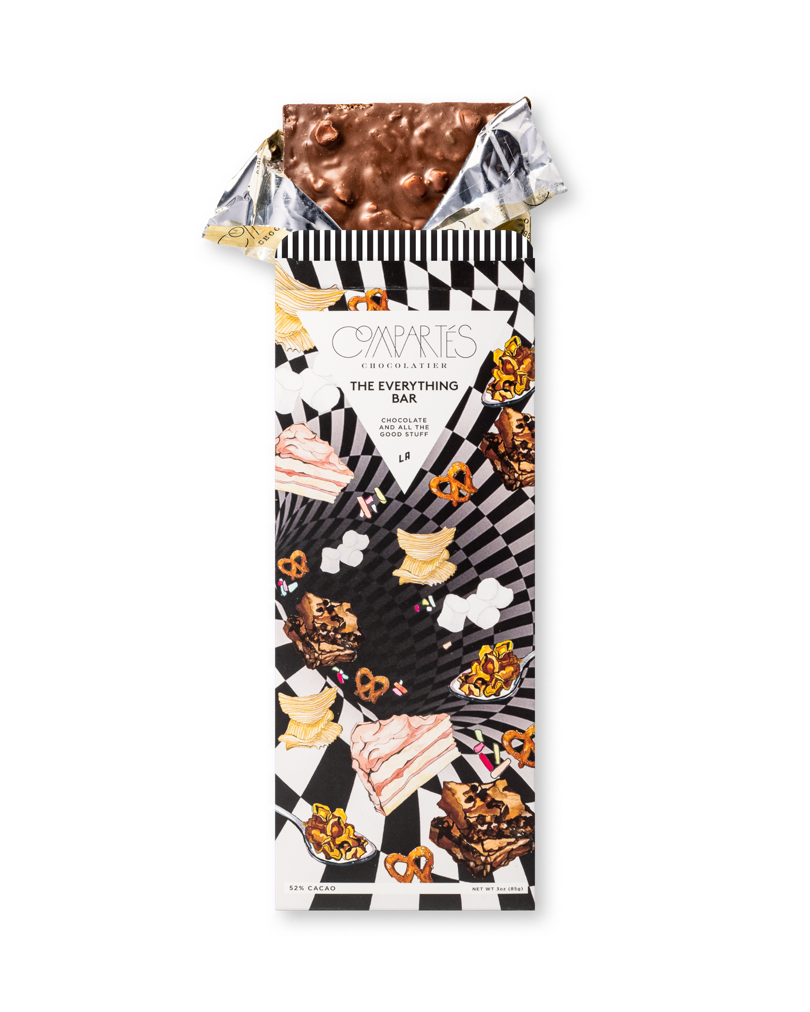 Compartes best the everything chocolate bar, milk chocolate in a black and white checkered wrapper, chocolate gift