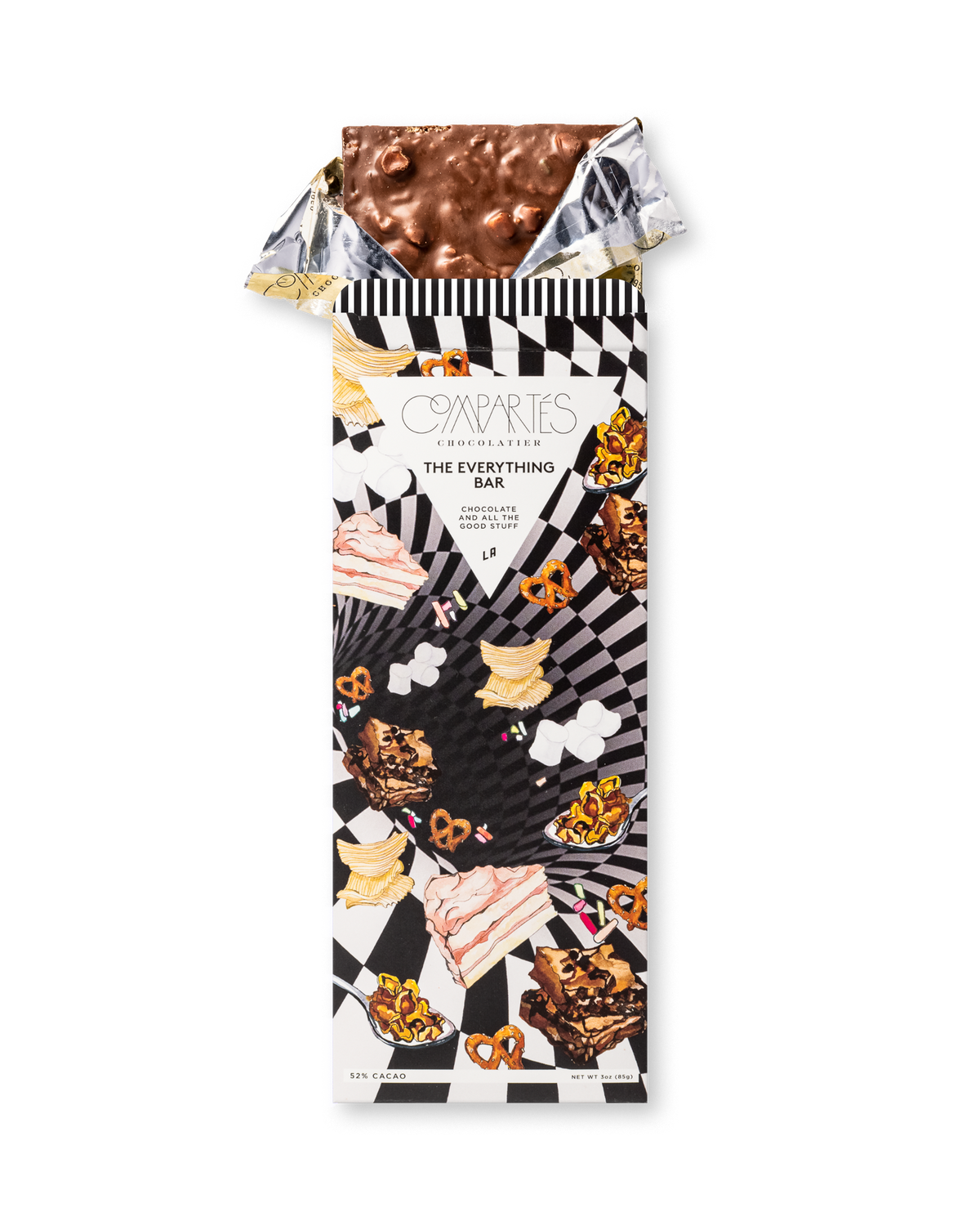 Compartes best the everything chocolate bar, milk chocolate in a black and white checkered wrapper, chocolate gift