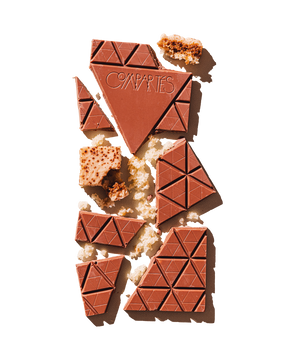 Compartes luxury chocolate gift, milk chocolate tiramisu bar with sponge cake and cocoa dust, coffee and mascarpone