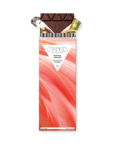 Compartes best tropical paradise dark chocolate bar, pink feather wrapper art, coconut and macadamia, chocolate gift