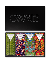 Compartes luxury Vegan chocolate bar gift set, dark bars with pistachio, berry and floral wrapper art