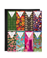 Compartes Vegan luxury chocolate bar gift set, floral and palm print bars in a black box